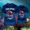 Homens Camisetas Verão Divertido Mergulho Série Padrão T-shirt 3D Impresso Homens Mulheres Moda Manga Curta Camisa Oversized Pulôver Tees Tops