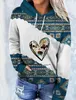 Dameshoodie Sweatshirt Pullover Vintage Etnisch Neon Geometrisch Street Casual Top met lange mouwen 240227