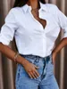 Kvinnors blusar Kvinnor Soka Simple Long Sleeve V-Neck Business Button Shirt
