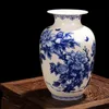 Jingdezhen azul e branco vasos de porcelana osso fino china vaso peônia decorado vaso cerâmica alta qualidade lj201208280d