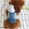 Abbigliamento per cani Pet Gilet per gatti Jeans piccoli con cappuccio Capispalla in denim Costume Vestiti per cuccioli Giacca invernale Cappotto193w