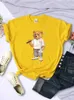 T-shirt imprimé ours en peluche pour hommes jouant au golf T-shirt imprimé pour femmes T-shirt à col rond d'été Harajuku T-shirt décontracté de sport à manches courtes pour femmes 240313