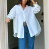 Blouses Femmes Chemises solides Femmes Mode coréenne Tunique Tops 2024 Automne Chemisier à manches longues Casual Loose Plain Blusas Fente Dos Oversize