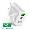 65W GAN USB Charger Type C PD 33W شحن سريع سريع QC3