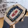 Tourbillon Watch Machinery Watch Rm Watch Stars ile Dolu Kırmızı Dudaklar Kadın Serisi RM07-01 18K Gül Altın Orijinal Pırlanta Otomatik Mekanik Kadınlar İzle Ünlü Saat