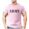 T-shirts hommes 2021 Mode Armée Lettre T-shirt imprimé Hommes Casual Couleur Solide Exercice Sportswear Tshirt Tendance Mâle Rétro T-shirt