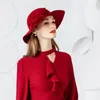 Bérets 2024 Coiffes de mode élégantes Red Hat All-Match Wool femelle féminine laine Cap Fedoras largeur Brim B-7476