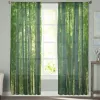 Persianas internas tule cortinas de bambu floresta verde meninas quarto requintado voile cortina sala estar cozinha chiffon tecido cortinas