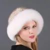 Berets JKP Real Mink Woven Fur Paille Paille