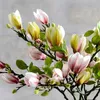 7pcs Faux Flowers Branch Fake Simulation Magnolia Artificial Bouquet Wedding Party Decoration Home Table Supplies 240313