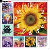 Stitch avec horloge full perceur de diamant peinture croix couture yeux fleurs yeux animaux mosaïque 5d bricolage carré rond mignon animal 3d broderie cadeau