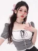 Arbeitskleider Sommer Outfits für Frauen 2024 Rosa Zweiteiler Set Rock Mädchen Spitze Spleißen Kurzarm Crop Top Korean Sexy Prom Y2k