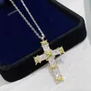 Pendanthalsband 925 Sterling Silver Plated Gold X Cross Ten Stone Diamond Neckor for Women Classic Luxury Fashion Brand Party Fine Jewelryl242313