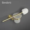 Brushed Gold Bathroom Accessories Toilet Brush Holder Paper Towel Ring Bar Shelf Clothes Hook Soap Dispenser Cup 240304