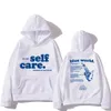 MACC Self Care Blue World Letter Print Hoodies Fleece Sweatshirts Y2K Toppar Långärmad tröja Sense Of Design Pullovers 240227