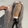 Perruques synthétiques RONGDUOYI Cosplay synthétique dentelle avant perruques argent gris perruque synthétique ondulé cheveux dentelle perruques pour les femmes chaleur utilisée ldd240313