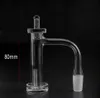 Tour de contrôle de grande taille Quartz Banger Nail 80 mm de haut et fond long Blender Dab Nail 10 mm 14 mm 18 mm Pleine soudure Bord biseauté Banger Nail avec pilule de capuchon de carburateur gravé