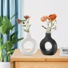 Vases Circular Hollow Ceramic Donuts Flower Pot Durable Minimalist Home Decor Portable Tabletop Modern Vase For Gifts