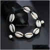 Chaîne Noir Blanc Boho Filles Naturelles Coquillages Bracelets De Charme Pour Femmes Bijoux De Plage Bracelets De Corde À La Main Cadeau Drop Livraison Dhpqw