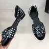 Femmes Designer Camélia Chaussure Robe Chaussures Camellia Sandales Plat Polka Dot Sac Pied Bateau Chaussures Élégant Printemps Et Automne Chaussures Simples