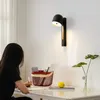 Lampes murales 350 ° ajuster la lampe d'angle bois fer noir/blanc applique lumières chambre chevet TV fond lumière LED lecture