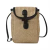 Petit sac à bandoulière à la mode pour téléphone portable personnalisé pour femmes tissé tendance simple épaule boucle en corne de vache Style doux vertical