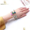 Charme Pulseiras 8 5mm Matte Natureza Pedra Durzy Waterdrop Pulseira Para Mulheres Verde Azul Rosa Moda Jóias Atacado Drop Delivery Dhold