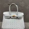 Borsa da donna in pelle L Borsa da donna in vera pelle Edizione coreana Versatile moda modello coccodrillo Pelle bovina Fibbia con chiusura a spalla singola