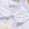 Sommer Frühling Mädchen Spitze Baumwolle einfarbig Weiß Baby Kinder Bluse weiße Hemden mit langen Ärmeln für Kinder 240307