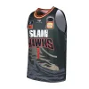 SLAM Custom Mens Femmes Youth Atlanta''Hawks''Ligue européenne imprimé Lamelo 1 Ball Basketball Jerseys Blanc Violet Bleu Ball CHA City Basketball Shirts