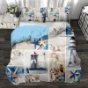 Set Bridges Modern Architecture 3D dekbedoverkapset King Queen Volledige Twin Size Bed Linen Set Sheer Curtains