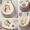 マットかわいい猫ネストクッションユニークな柔らかい子犬ベッドノベルティ洗える居心地の良い子猫睡眠ベッド冬の温かい猫ソファマットグレー