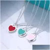 Pendant Necklaces Luxury Womens Fashion Jewelry Set - Heart-Shaped Double Heart Designer Necklace White Copper With Diamonds Ideal G Dhpuv