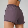 Damesshorts 2 in 1 Yogashorts Dames Fitness Elastisch Zomer Hardlopen Workout Korte Fe Joggingleggings Voor Dames Gym SportshortsL24313