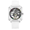 Montres-bracelets AESOP 7058G-A Tourbillon volant Montres saphir mécaniques Montre étanche pour hommes Mouvement squelette Boîtier transparent en cristal