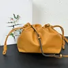 Drawstring Lucky Bag Cloud Bag Genuine Leather Women Shoulder Bags Designer Handbag Plain Cowhide Removable Shoulder Strap String Hand Purse High Quality