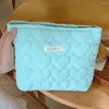 Borse per cosmetici Borsa per organizer per trucco a cuore Borsa in cotone trapuntato con cerniera Pochette morbida per borsa da donna e ragazza