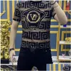 T-shirts pour hommes Été Nouveau Popluar Mode Imprimé Casual Mâle Slim Fit Noir Designer Col Rond Garçons Pluz Taille Manches Courtes Top Otgvs