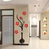 Moda DIY Decoração de Casa Vaso 3D Flor Árvore Cristal Arcílico Adesivos de Parede Arte Decal2717