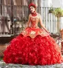 Красное бальное платье Quinceanera Платья Милая пышная юбка из бисера Sweet 15 Платье Тюлевые кружевные платья для выпускного вечера Pageant Dress40390948730247
