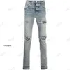 Designer Jeans Fashion Trend Brand High Street Light Blue Distressed Patchwork Men's Slim Fashing Fashionable Trendy