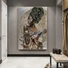 Dipinti africani Black Woman Graffiti Art Poster and Stamts Abstract Girl Canvas on the Wall Pictures Decor277y