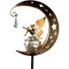 Sculptures Fairy Solar Lights Lamp Outdoor Led Light Metal Moon Angel Statues Figurine Lawn Landscape for Yard Garden Decor