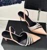 Elegant antico Audrine Women Sandals Shoes Crystal-embelled Pointed Toe Slingback Lady Party Wedding Lady Luxury Walking EU35-43