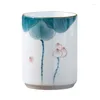 Tazze da tè in porcellana bianca disegno a mano puro fiore in ceramica maestro creativo Kung Fu tazza tubo dritto singolo ad alta capacità 160 ml