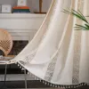 Tende Tenda traslucida all'uncinetto in stile country americano, realizzata in cotone all'uncinetto da 230 g/m² per soggiorno, camera da letto, decorazione per balcone