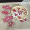 Hårtillbehör 6st/Set Peach Heart Mini Hairpins Sweet Sweet Pink Bangs Clip for Girls Diy Jewellery Hairpin Dekorera Craft