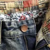 Jeans da uomo Moda Pantaloncini di jeans Pantaloni estivi larghi con fori dritti per uomo Modello mendicante Pantaloni hip-hop con patch rovinati Adolescente