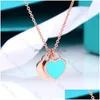 Pendant Necklaces Luxury Womens Fashion Jewelry Set - Heart-Shaped Double Heart Designer Necklace White Copper With Diamonds Ideal G Dhpuv