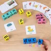 Jeu d'orthographe en bois Puzzle de lettres avec cartes Mots de vue pour enfants Jouet d'apprentissage Montessori Cadeau éducatif pour garçons et filles d'âge préscolaire 240307